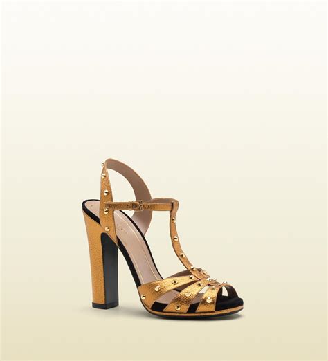 gucci shoes gold heel|Gucci gold platform heels.